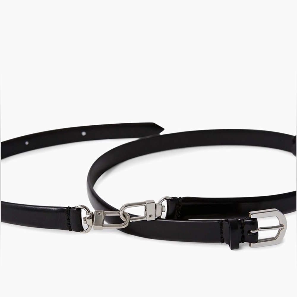 Toteme Skinny Leather Belt, Black - Picture 5 of 17